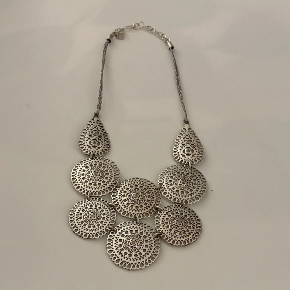 Elegant Silver Statement Necklace - Picture 5 of 6